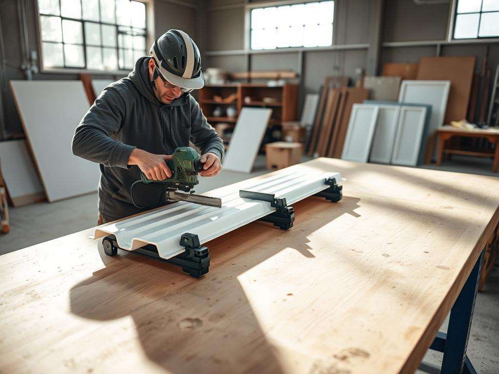 cutting PVC roof panels